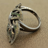 Diamond Tsavorite Leaf Design Gold Ring