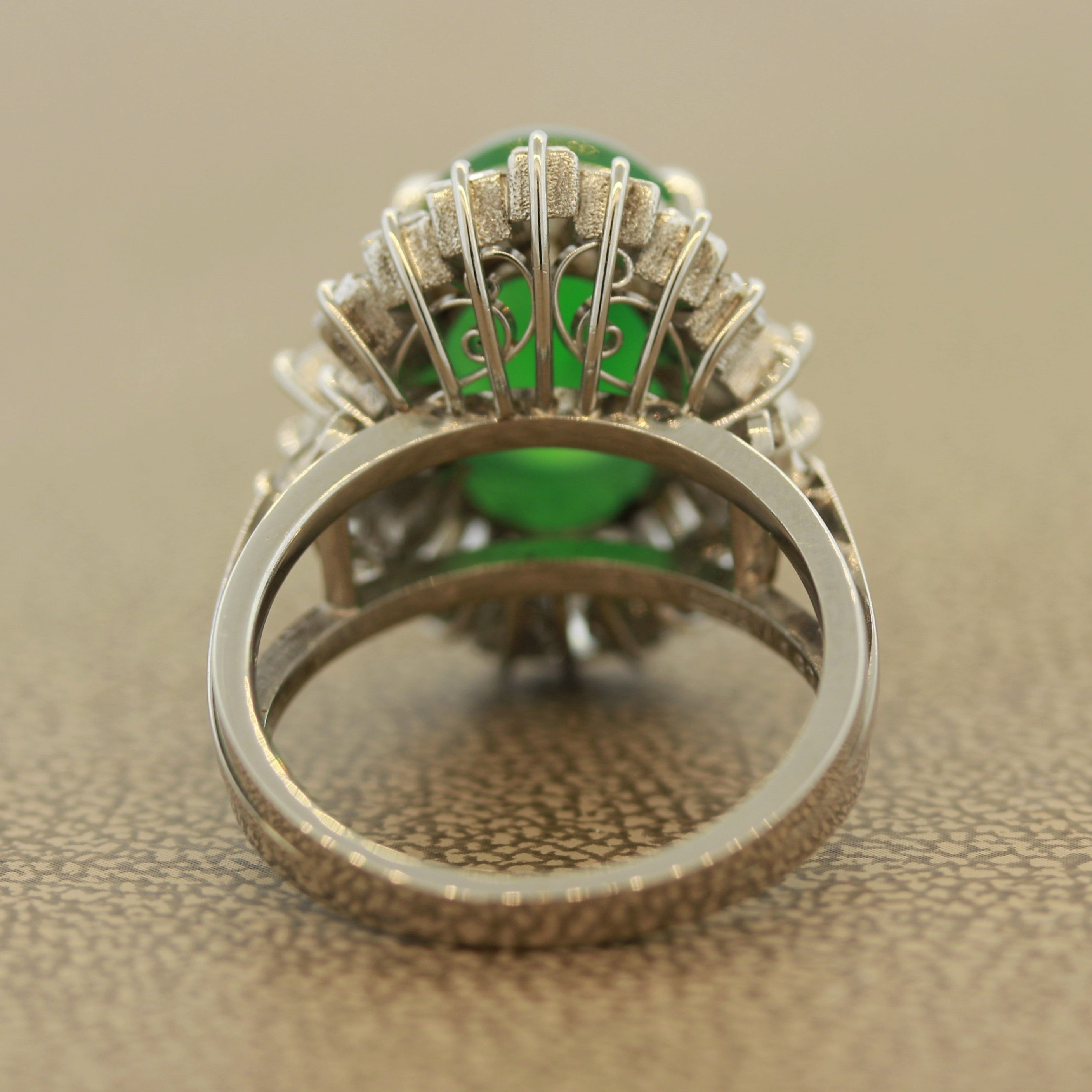 Jadeite Jade Diamond Platinum Cocktail Ring