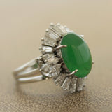 Jadeite Jade Diamond Platinum Cocktail Ring