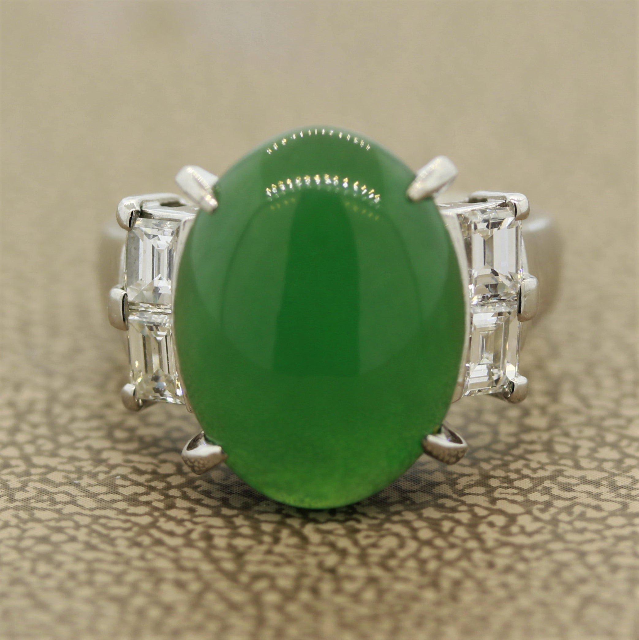 Classic Jadeite Jade Diamond Platinum Ring