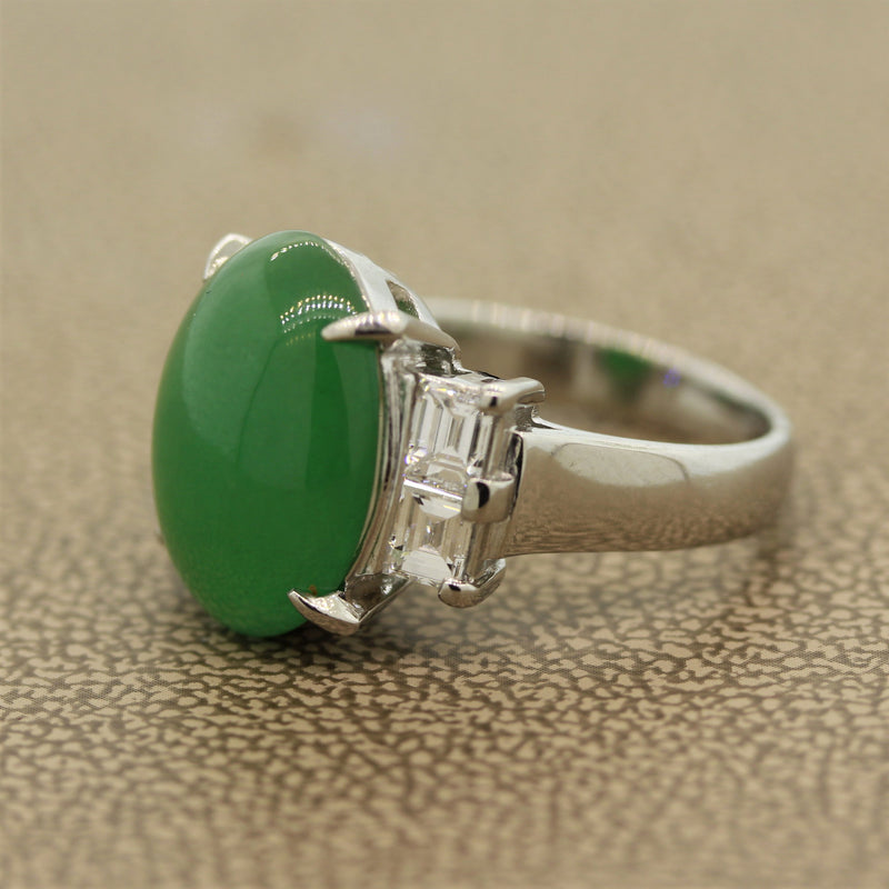 Classic Jadeite Jade Diamond Platinum Ring