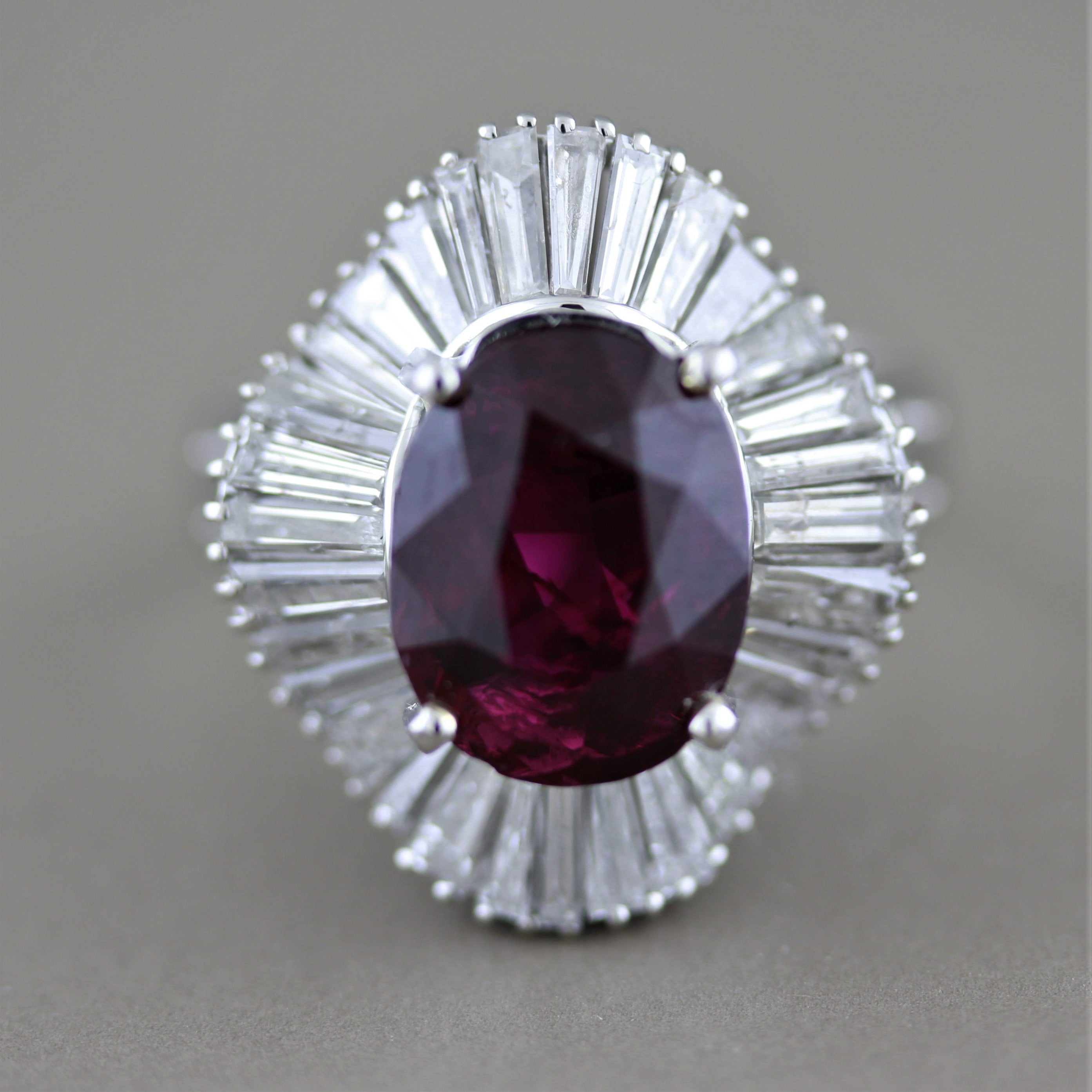 Gem Rubellite Tourmaline Diamond Platinum Ballerina Ring