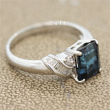 Blue Indicolite Tourmaline Diamond Platinum Ring