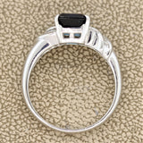 Blue Indicolite Tourmaline Diamond Platinum Ring