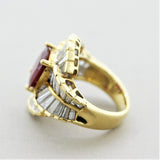 Fine Ruby Diamond Cluster Gold Cocktail Ring