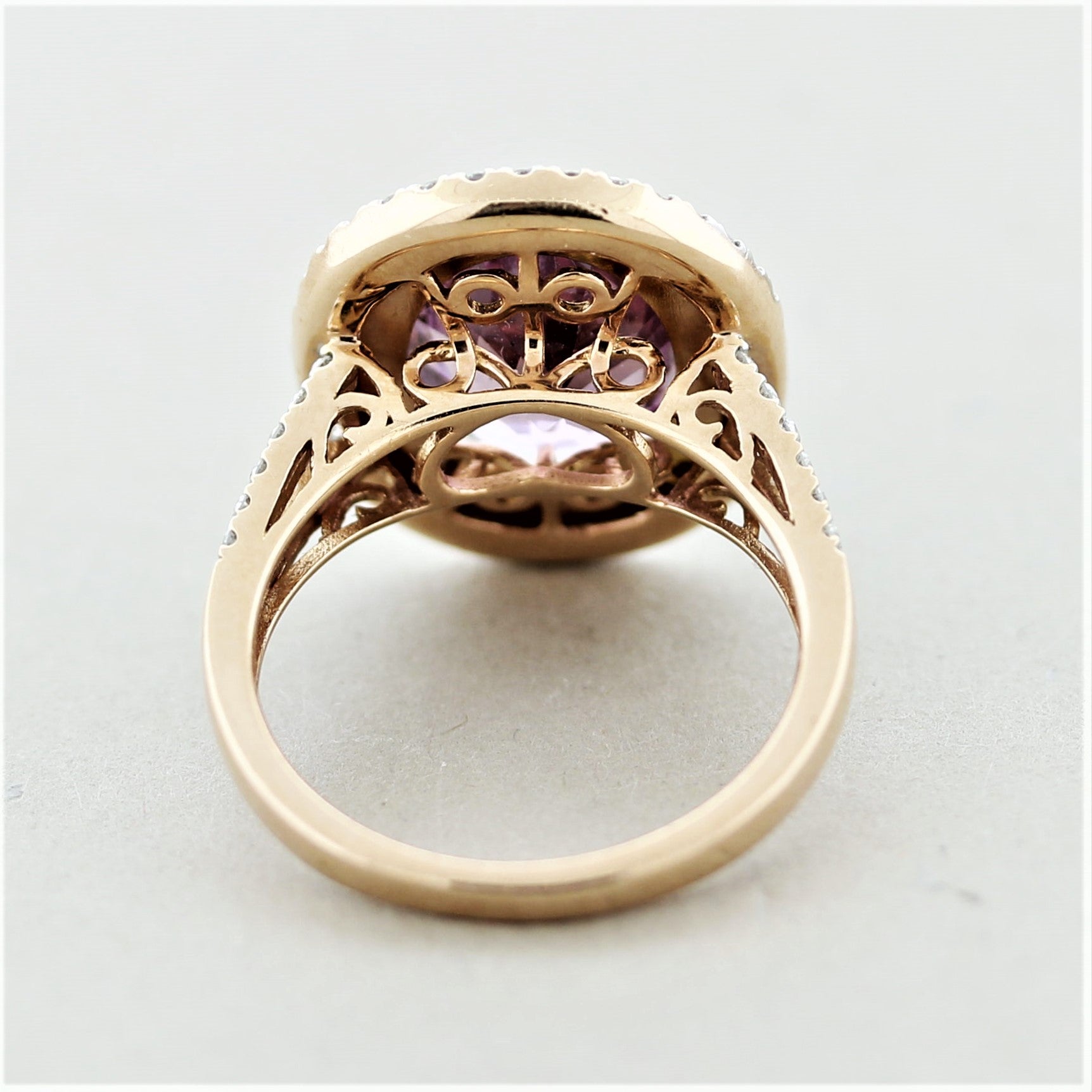 Spinel Diamond Double-Halo Gold Ring