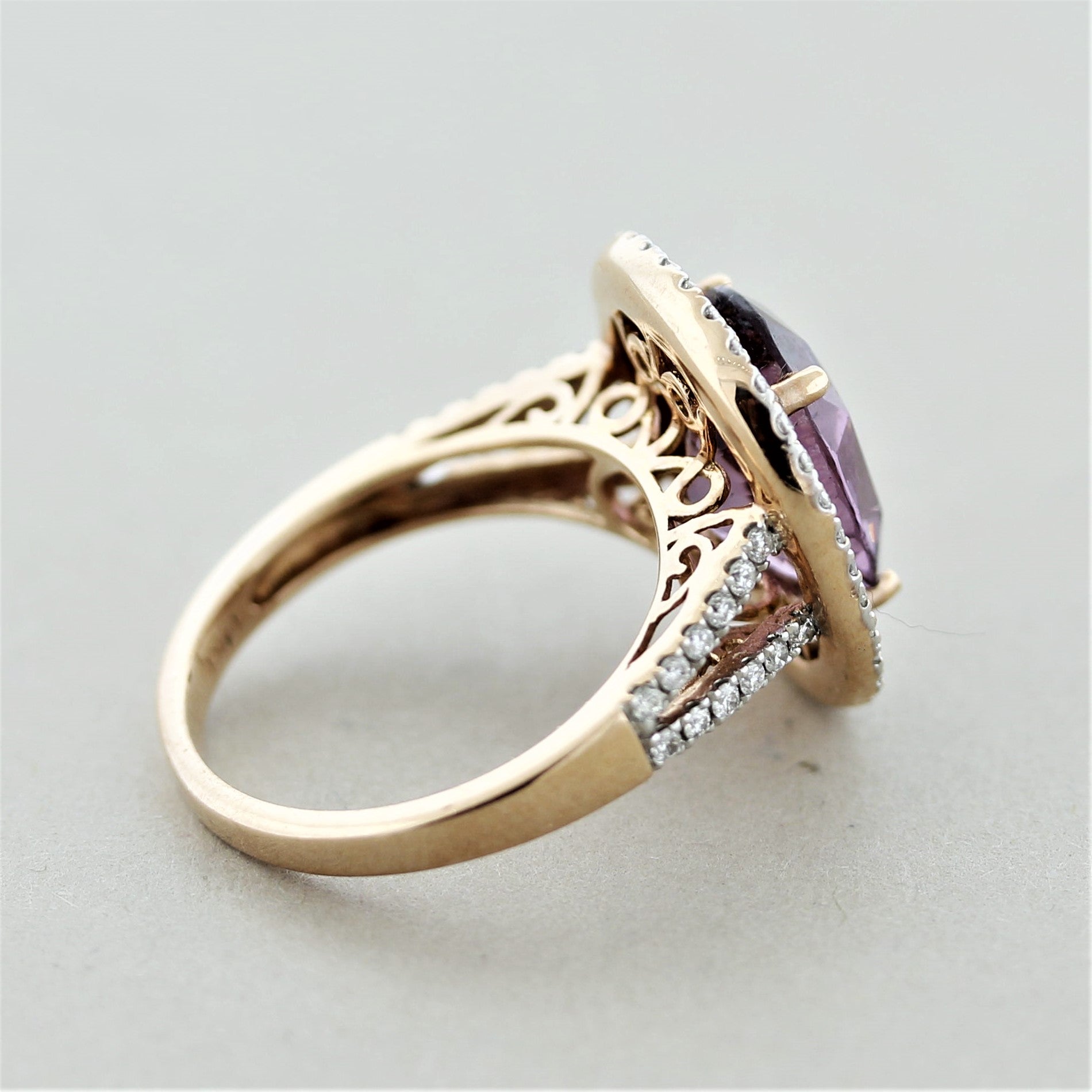 Spinel Diamond Double-Halo Gold Ring