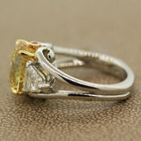 Extra Fine Yellow Sapphire Diamond Platinum Ring, GIA Certified
