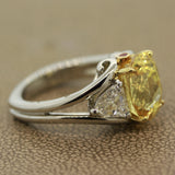 Extra Fine Yellow Sapphire Diamond Platinum Ring, GIA Certified