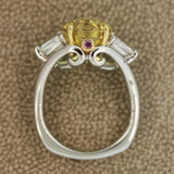 Extra Fine Yellow Sapphire Diamond Platinum Ring, GIA Certified