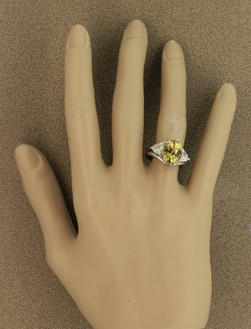 Extra Fine Yellow Sapphire Diamond Platinum Ring, GIA Certified