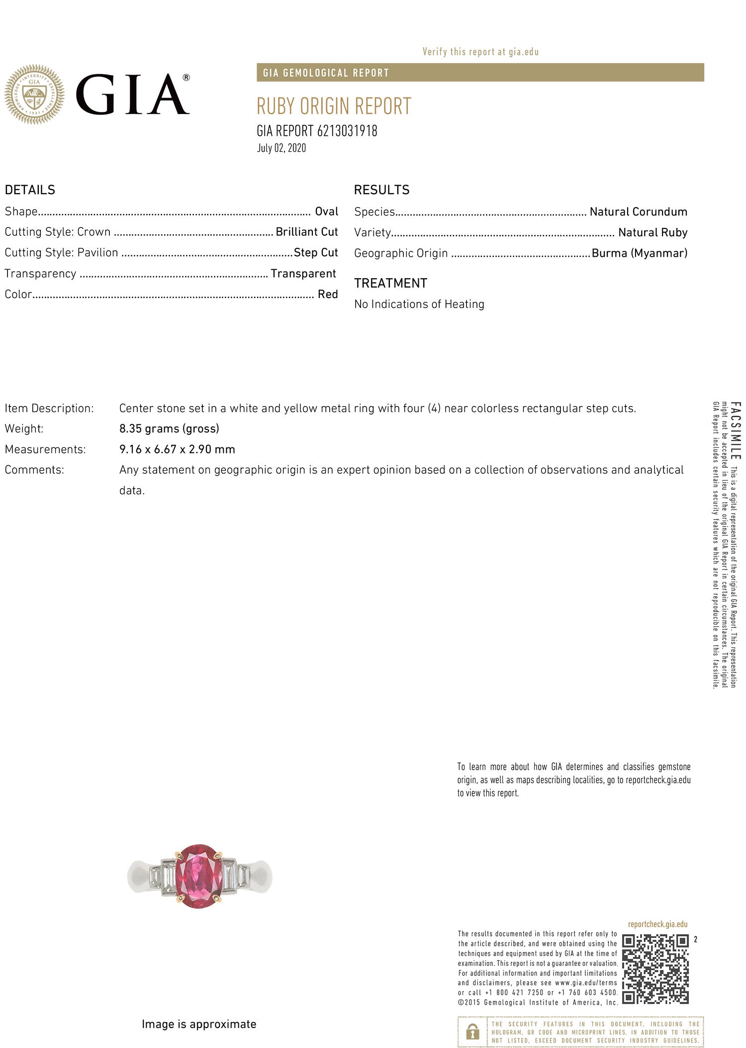 Burmese Ruby Diamond Platinum Ring, GIA Certified Unheated