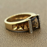Bellarri Smoky Quartz Citrine Diamond Gold Ring