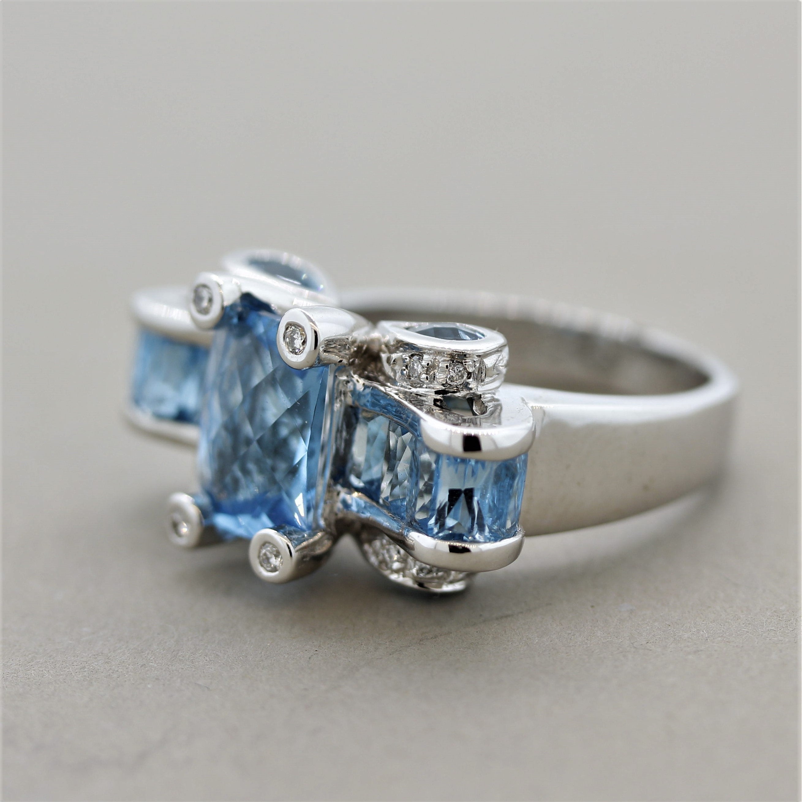 Bellarri Blue Topaz Diamond Gold Cocktail Ring