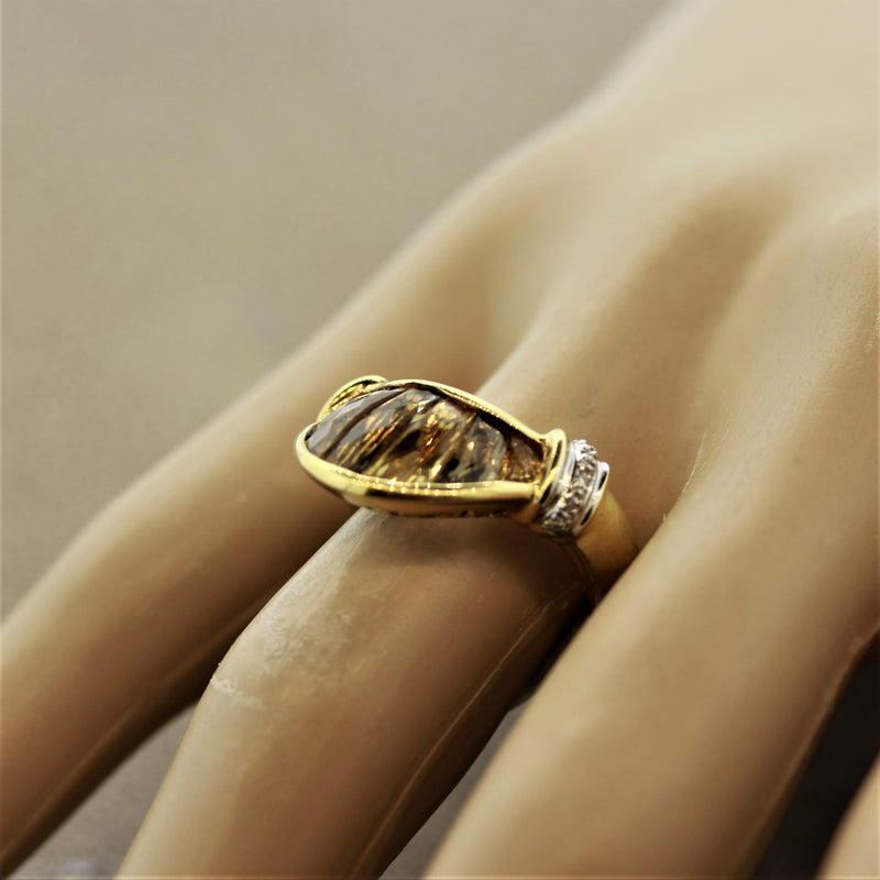 Bellarri Smoky Quartz Citrine Diamond Gold Ring