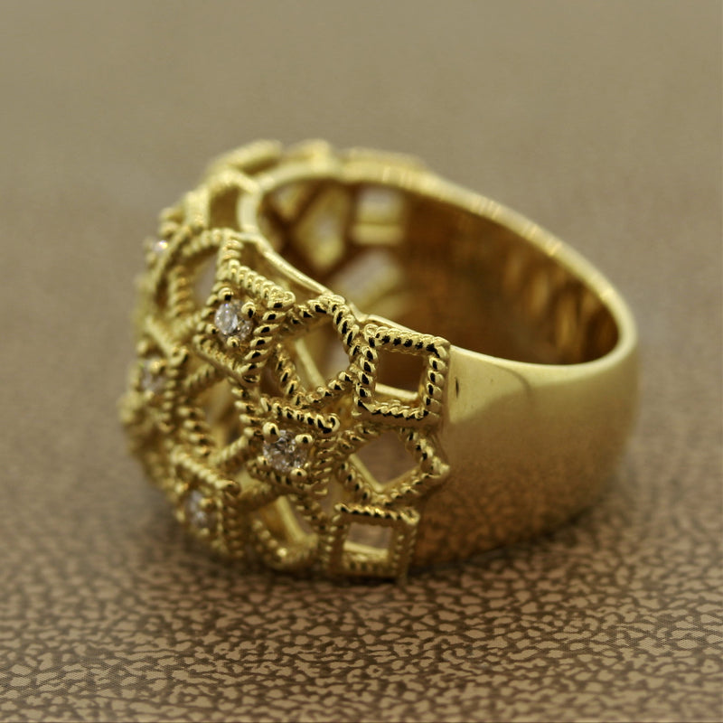 Italian Modern Diamond Gold Ring