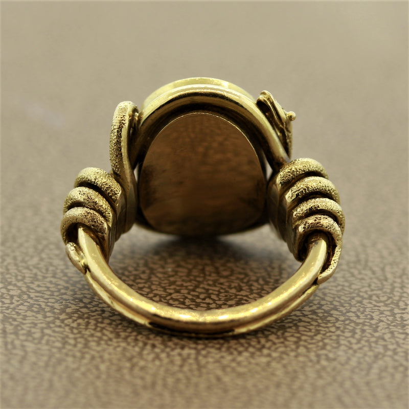 Antique Style Garnet Gold Snake Cocktail Ring