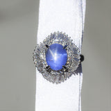 Star Sapphire Diamond Platinum Ballerina Ring
