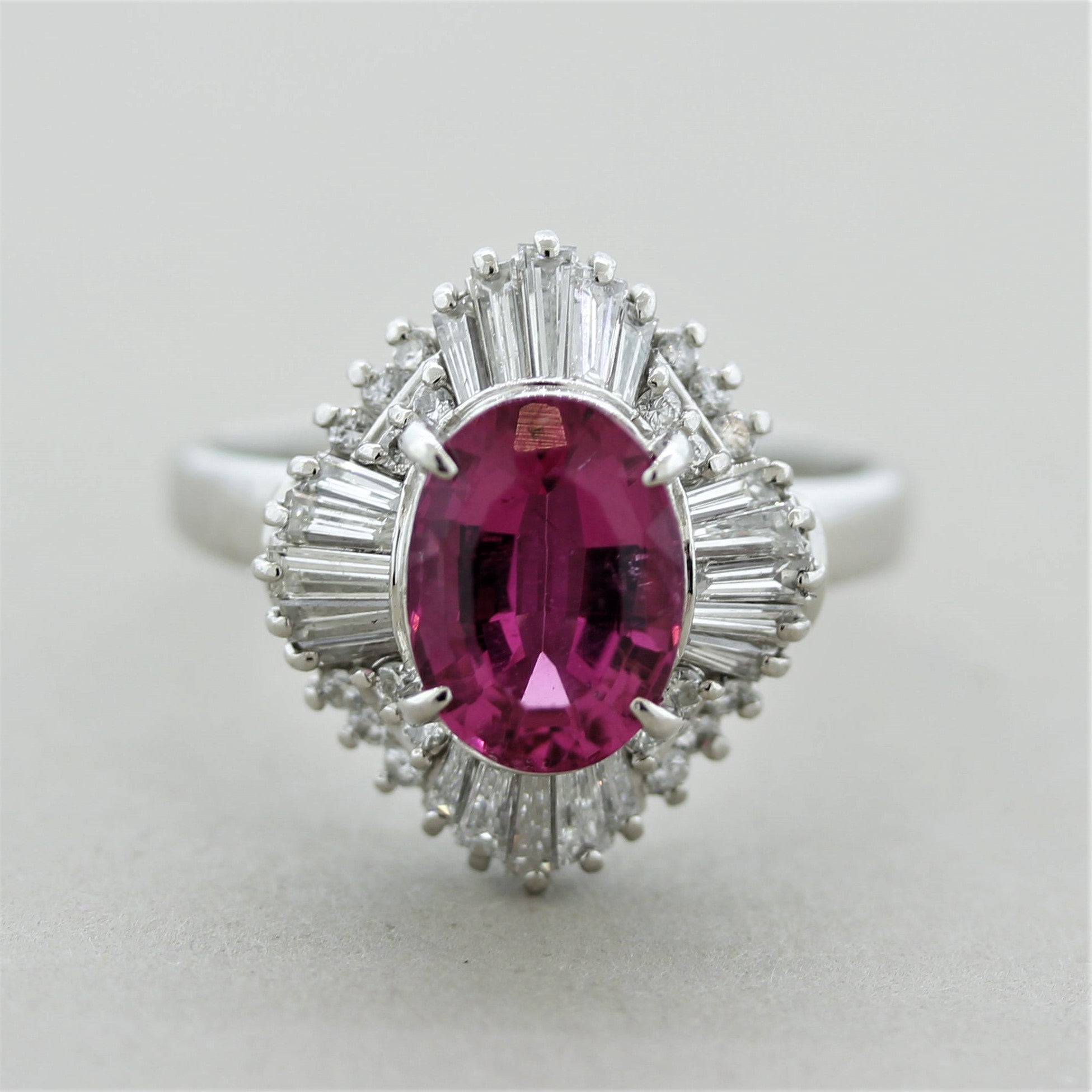 Rubellite Tourmaline Diamond Platinum Ring