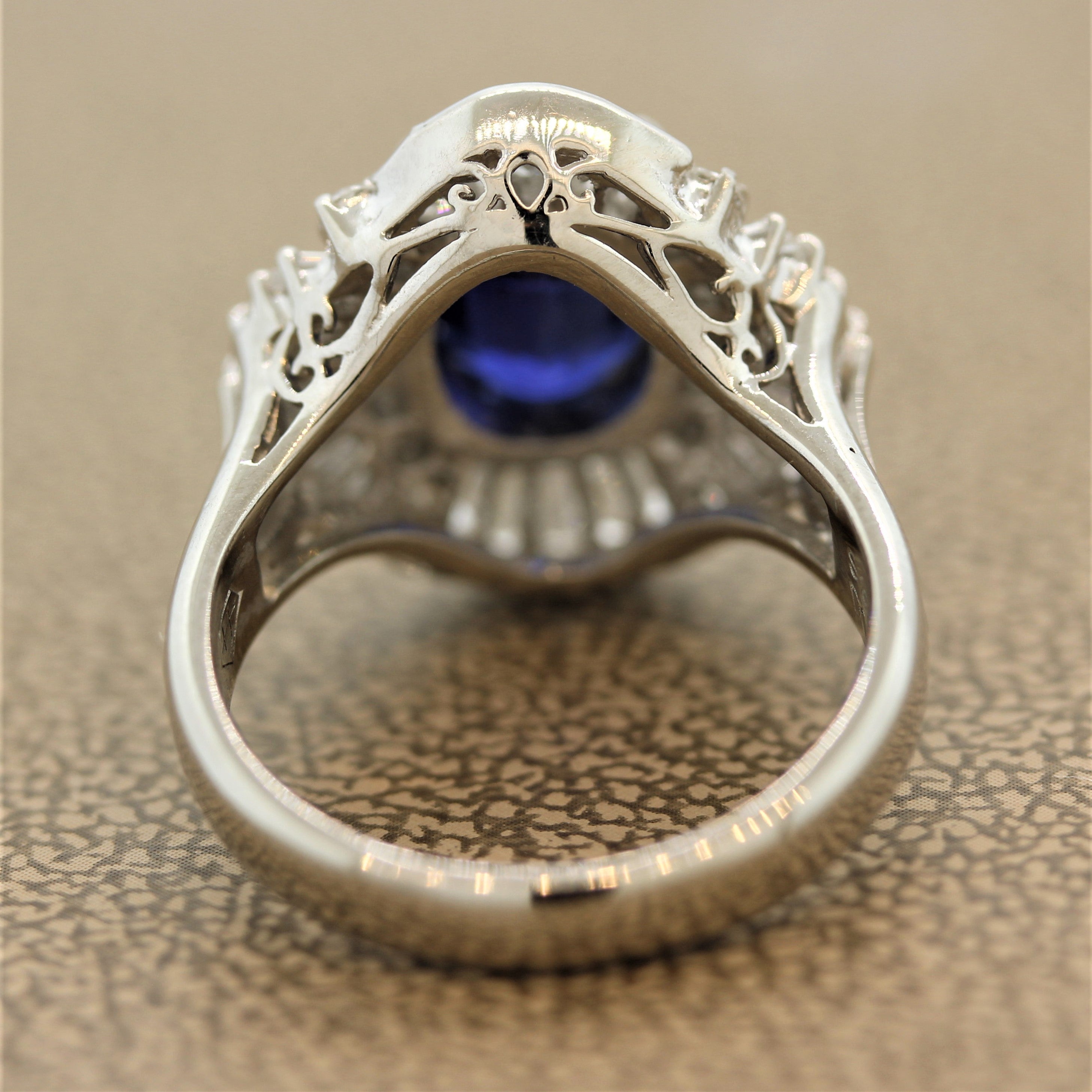 Sapphire Diamond Cluster Platinum Cocktail Ring