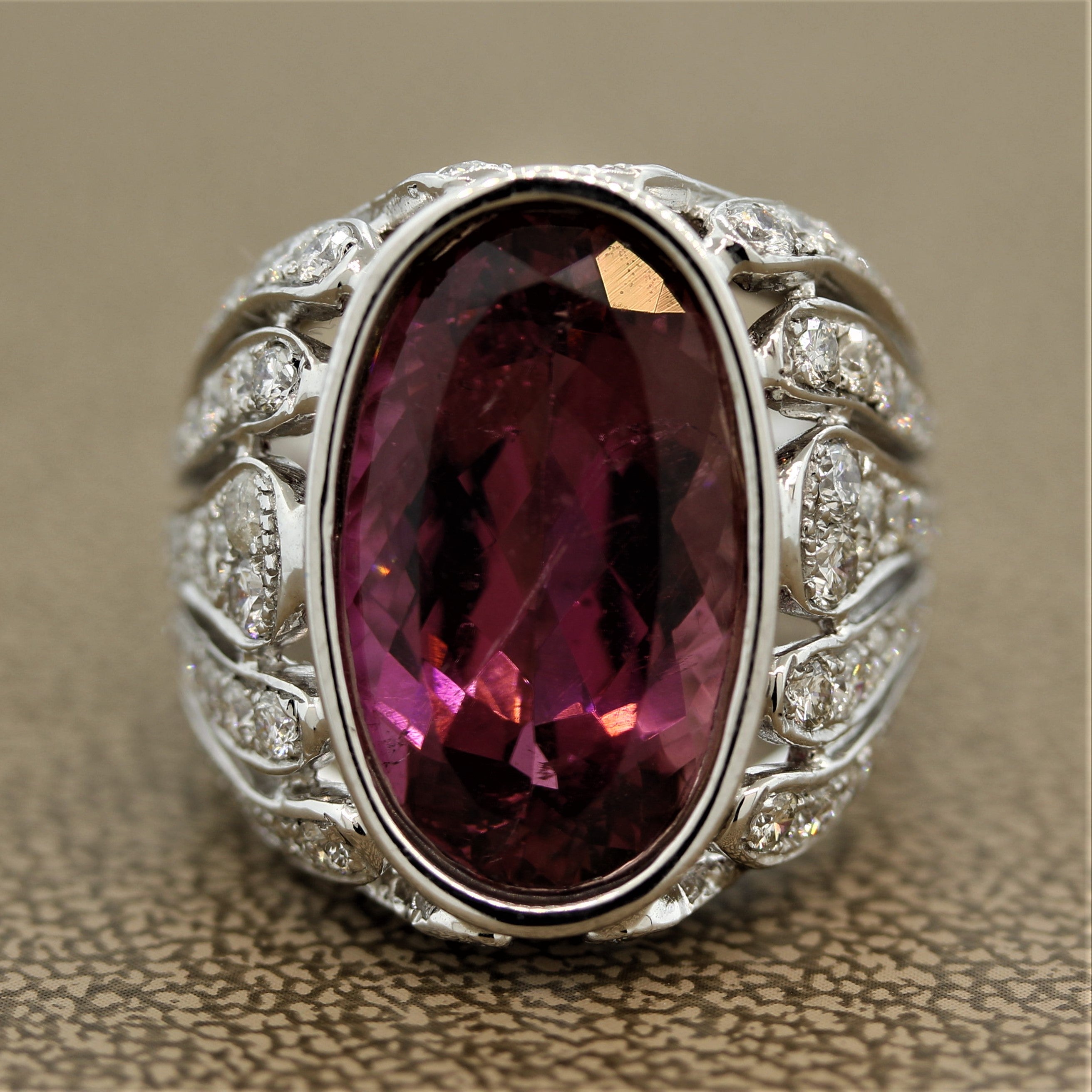 Tourmaline Diamond Gold “Flame” Cocktail Ring