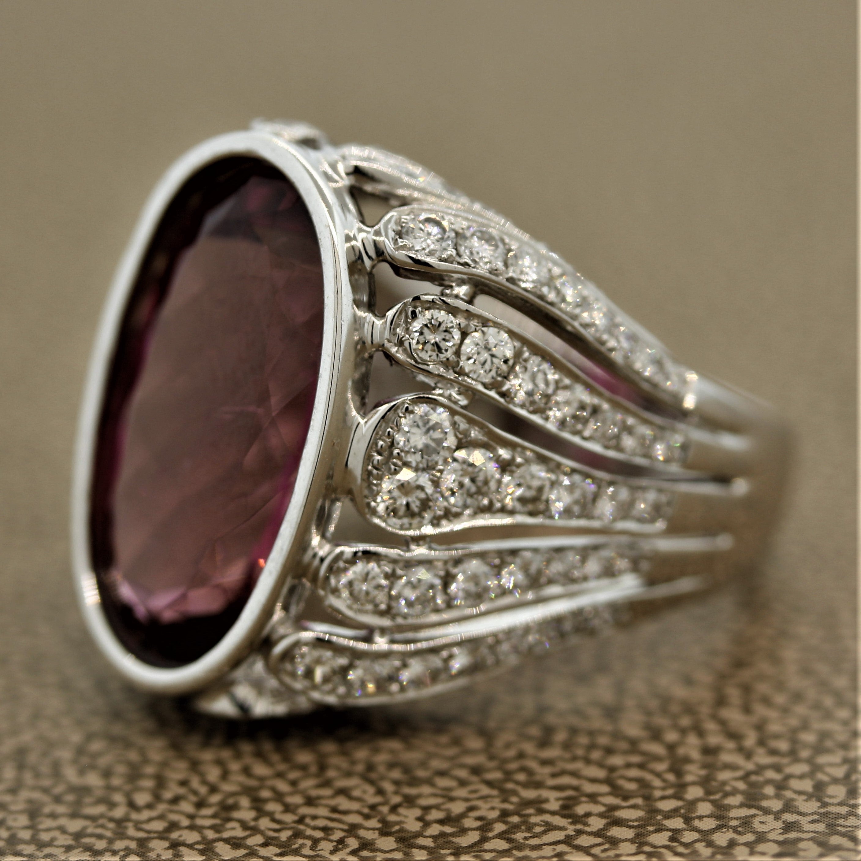 Tourmaline Diamond Gold “Flame” Cocktail Ring