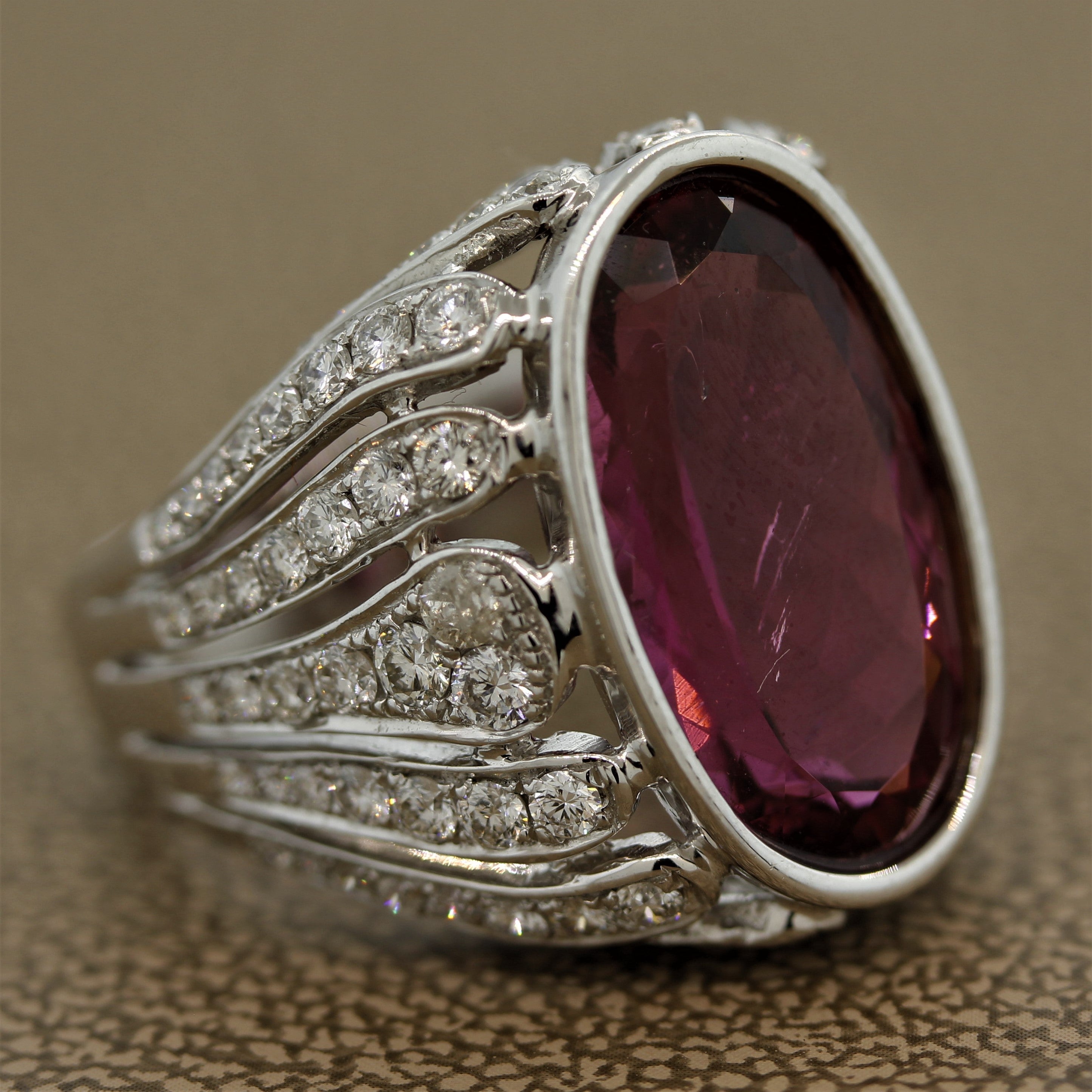 Tourmaline Diamond Gold “Flame” Cocktail Ring