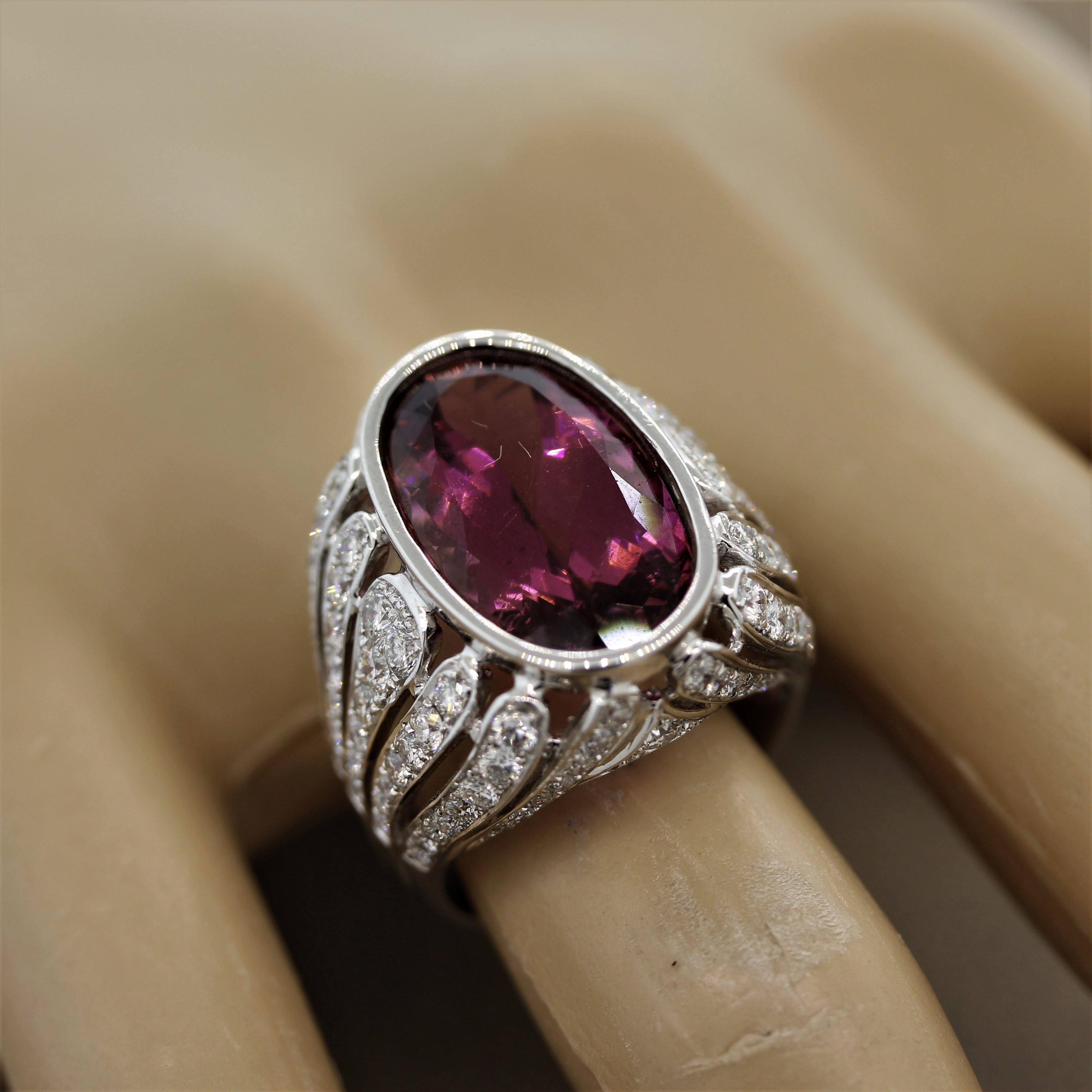 Tourmaline Diamond Gold “Flame” Cocktail Ring