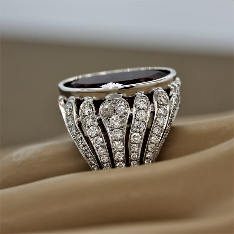 Tourmaline Diamond Gold “Flame” Cocktail Ring