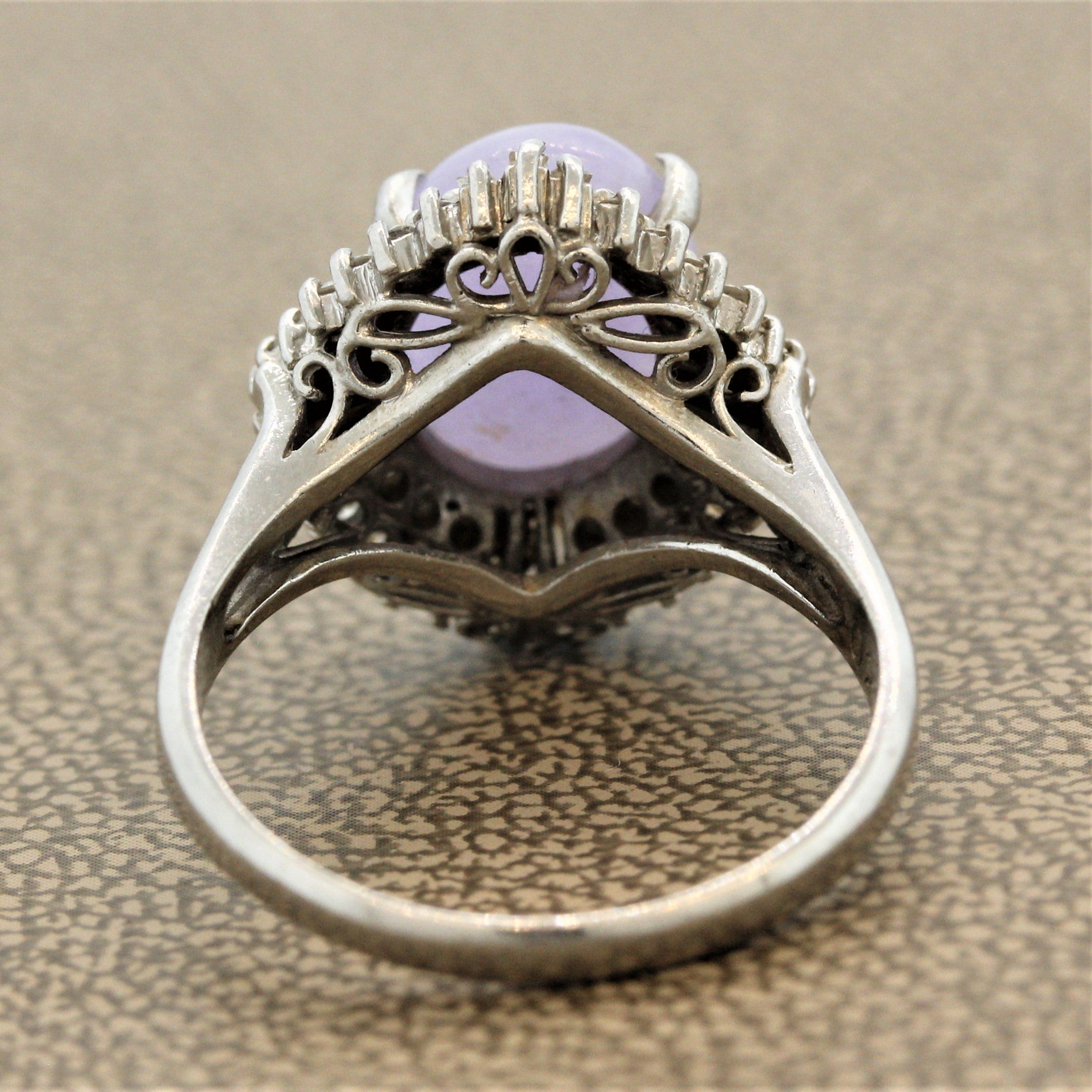 Lavender Jadeite Jade Diamond Platinum Ring