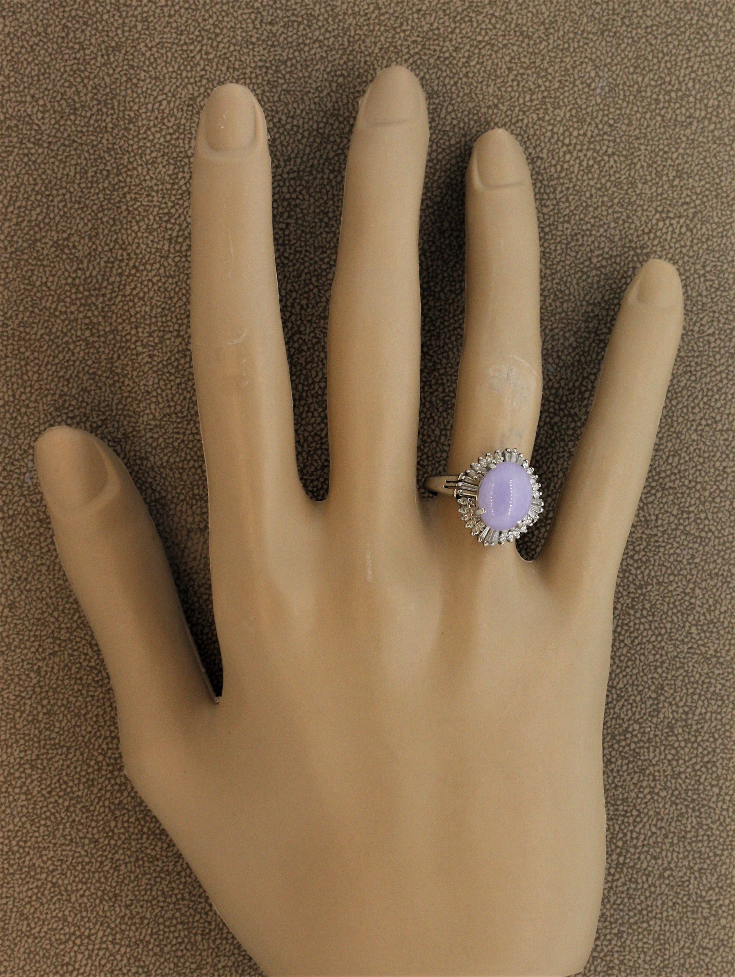 Lavender Jadeite Jade Diamond Platinum Ring