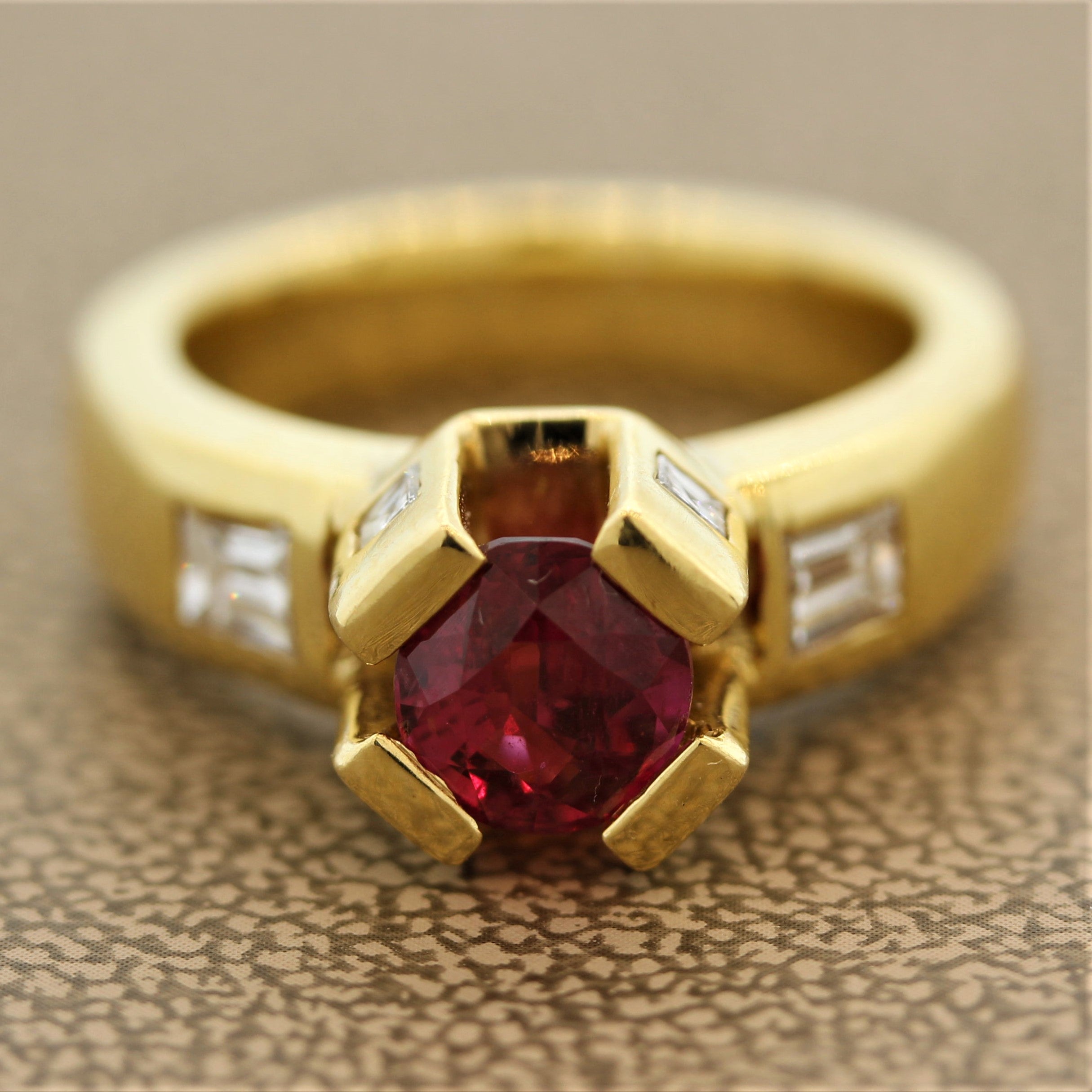 Ruby Diamond “Crown Prong” Gold Ring