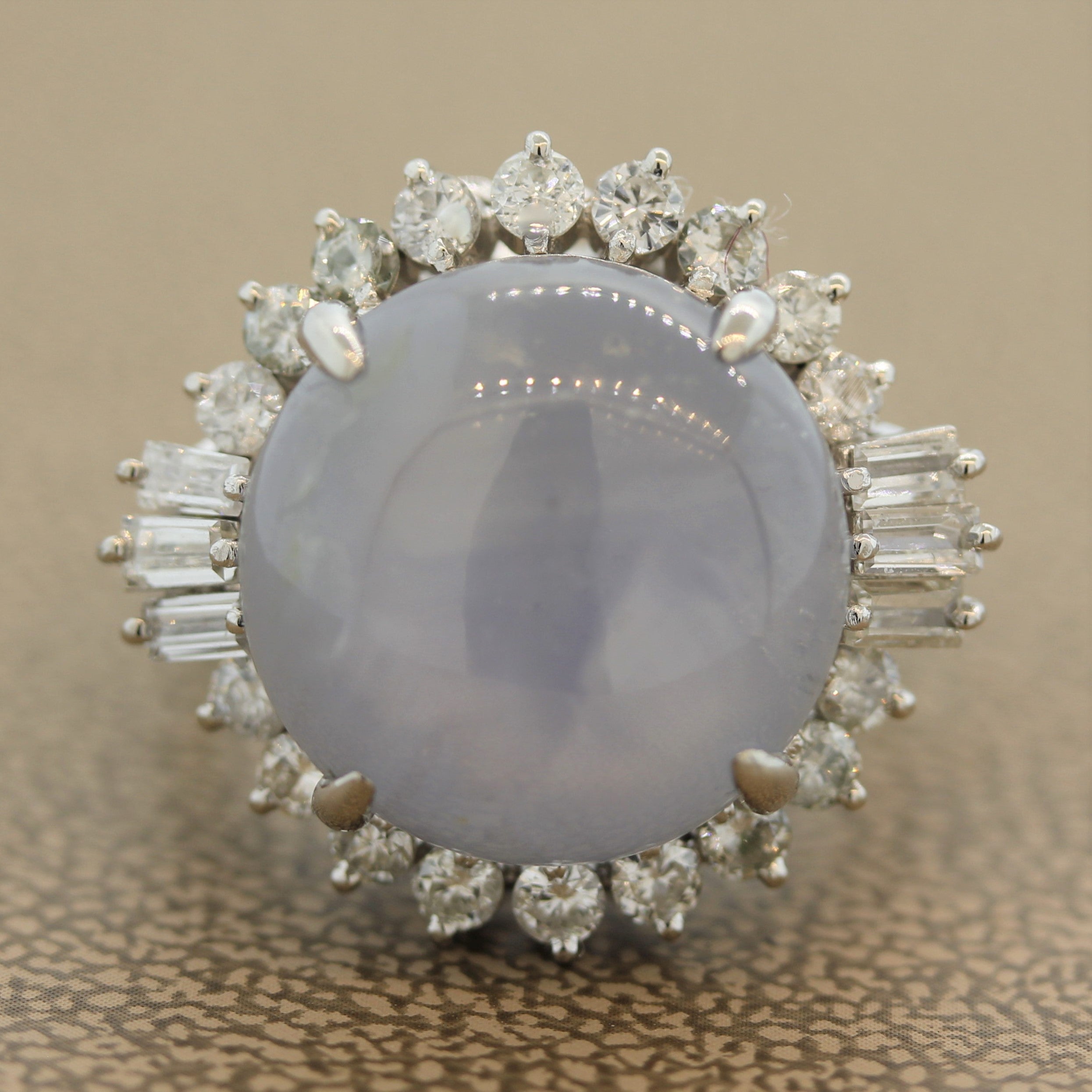 Star Sapphire Diamond Platinum Ring