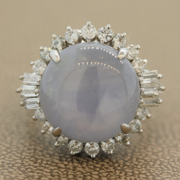 Star Sapphire Diamond Platinum Ring