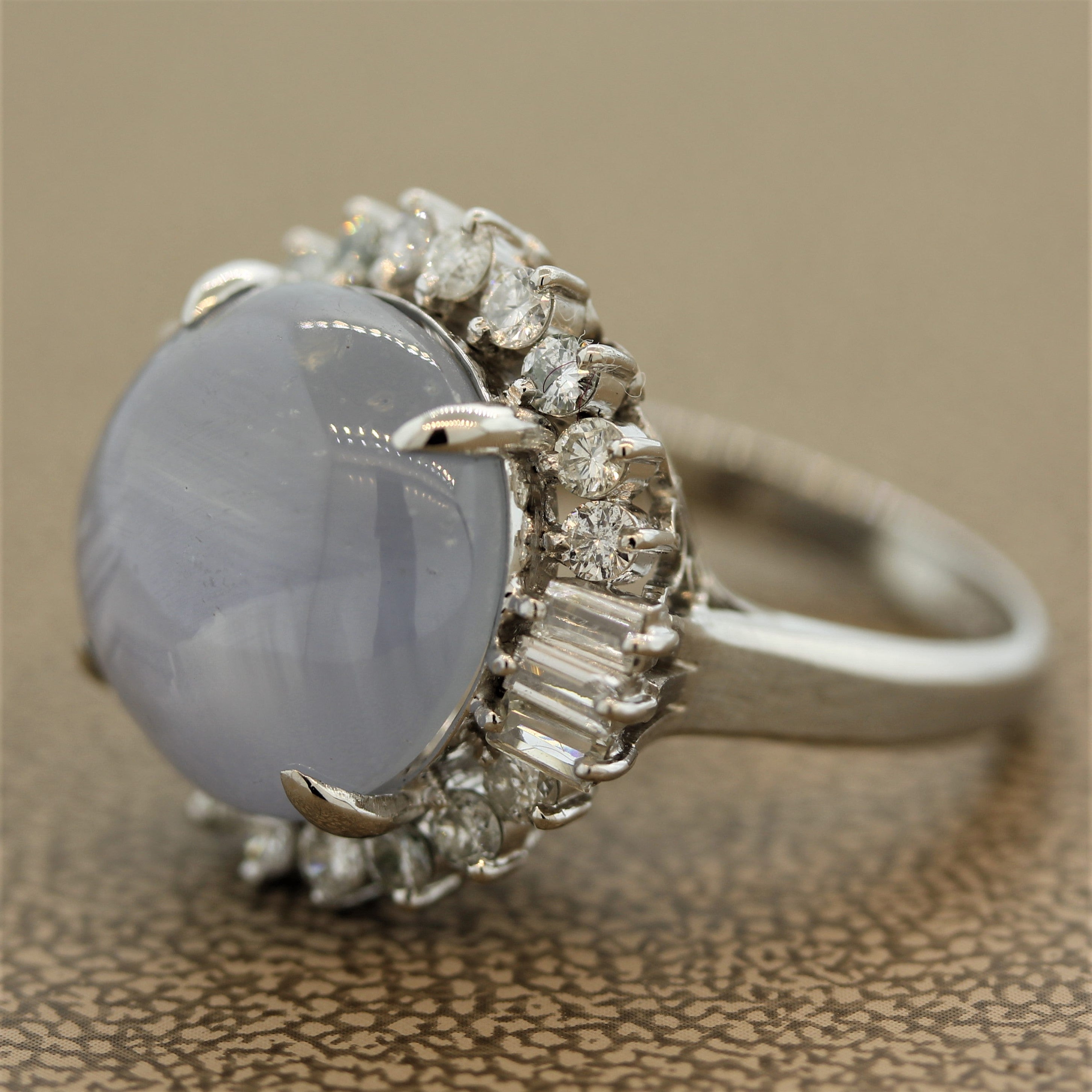 Star Sapphire Diamond Platinum Ring