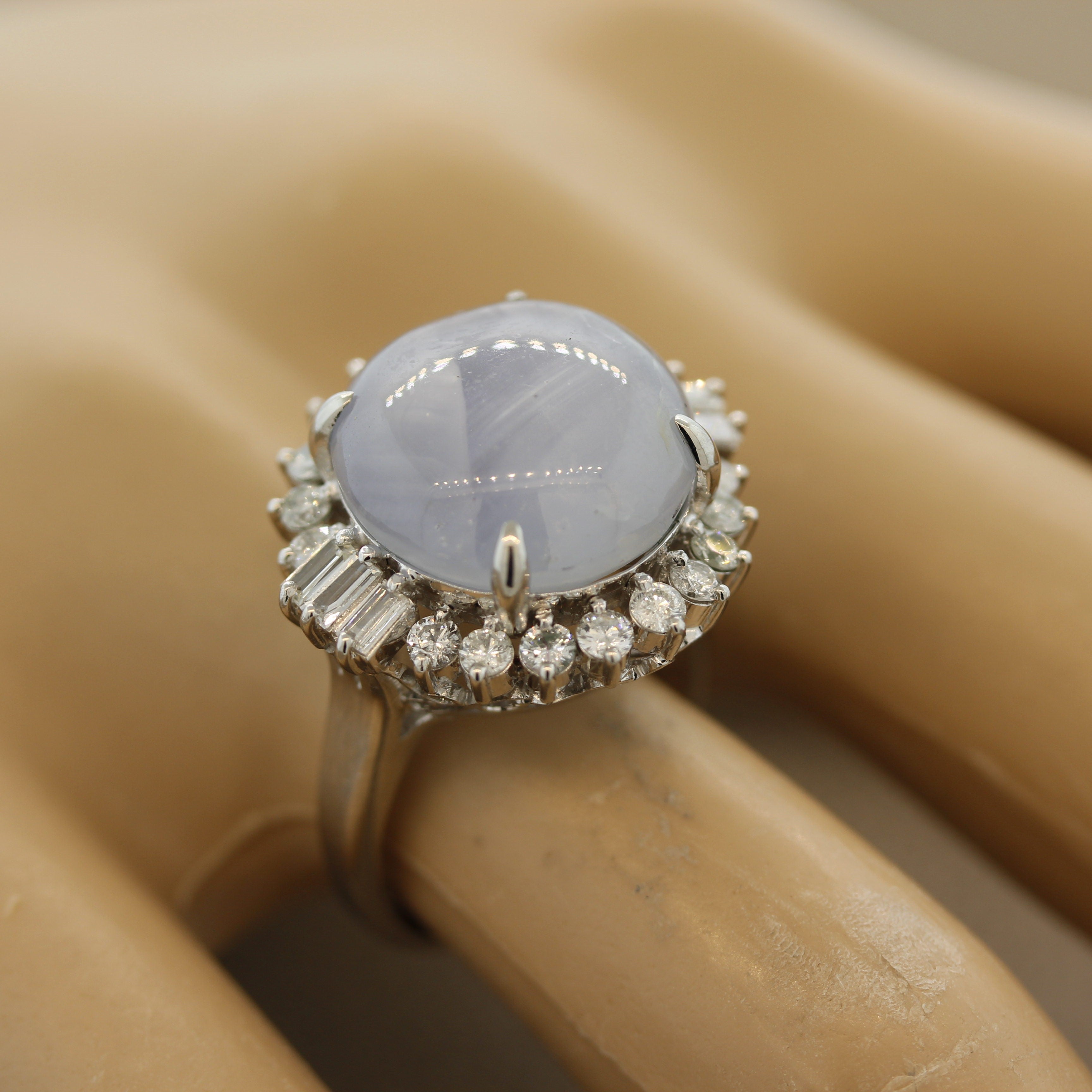 Star Sapphire Diamond Platinum Ring