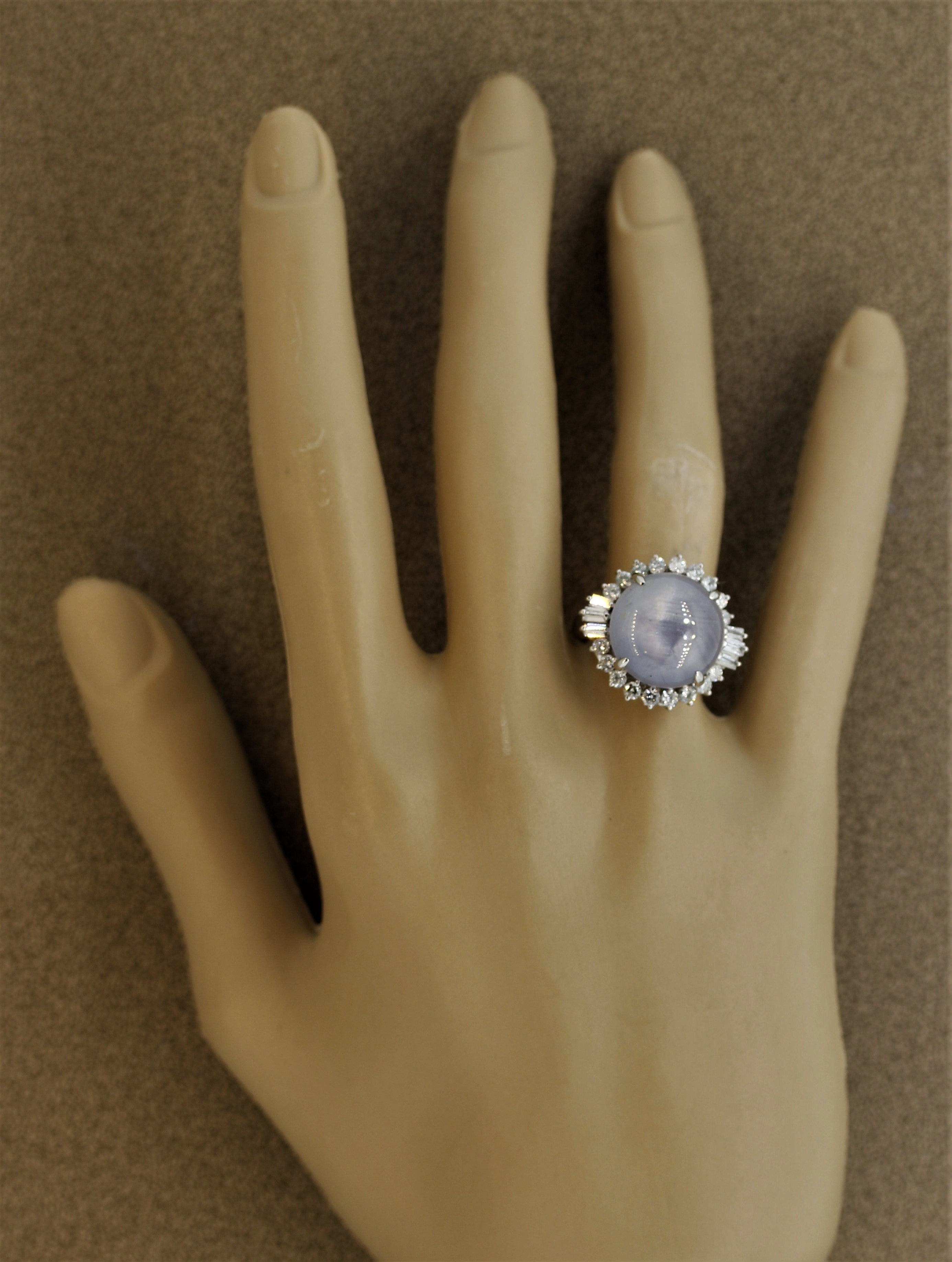 Star Sapphire Diamond Platinum Ring