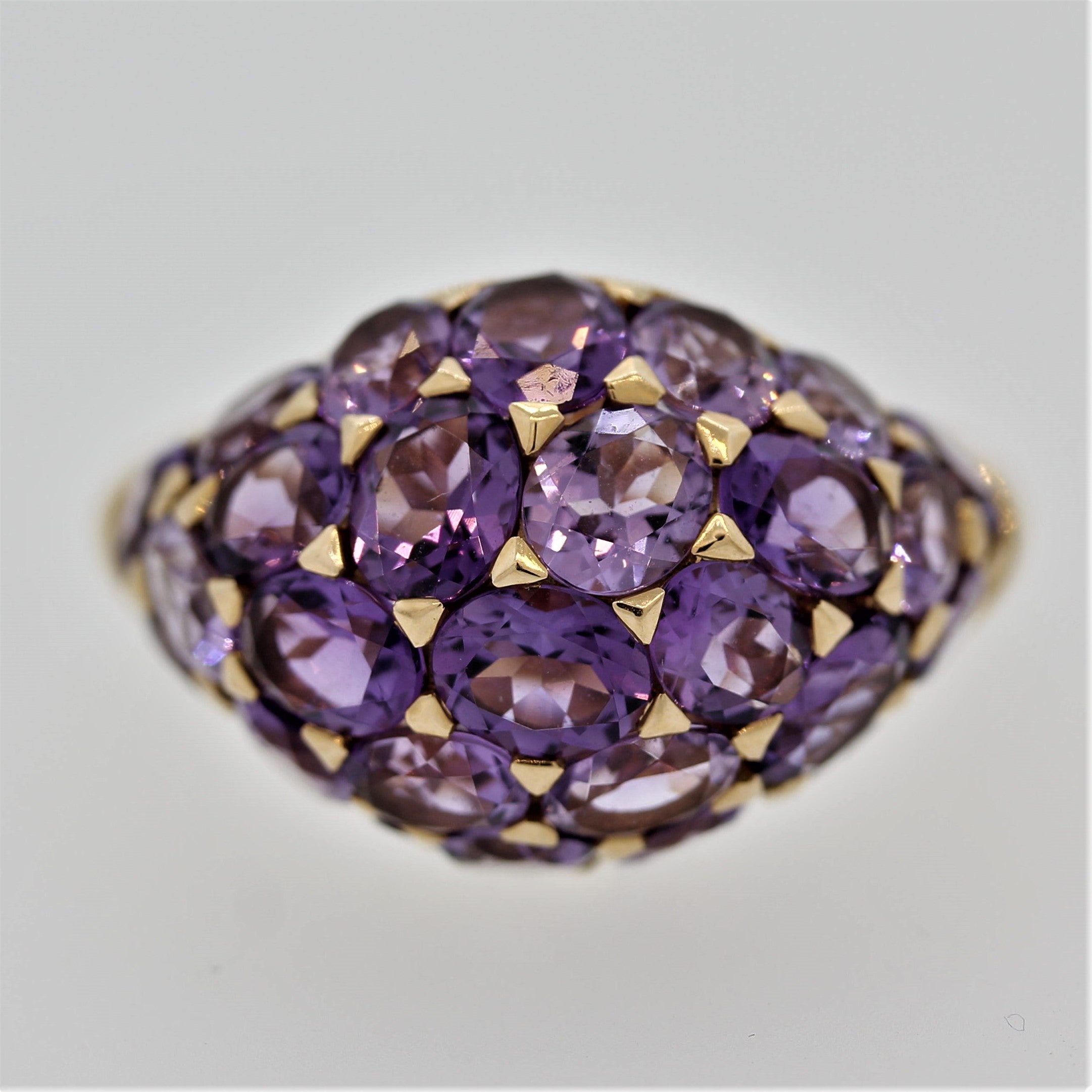 Amethyst Dome Gold Ring