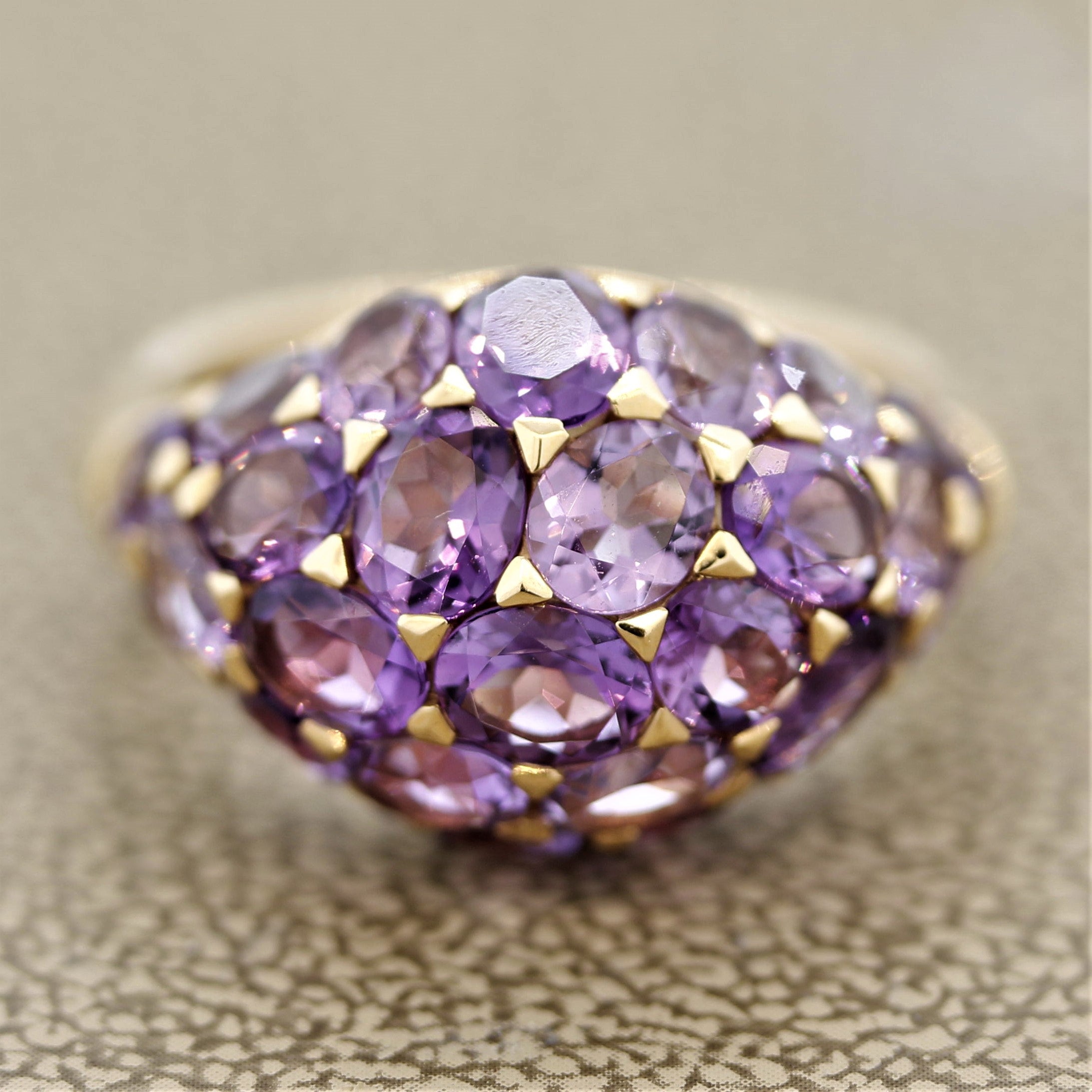 Amethyst Dome Gold Ring