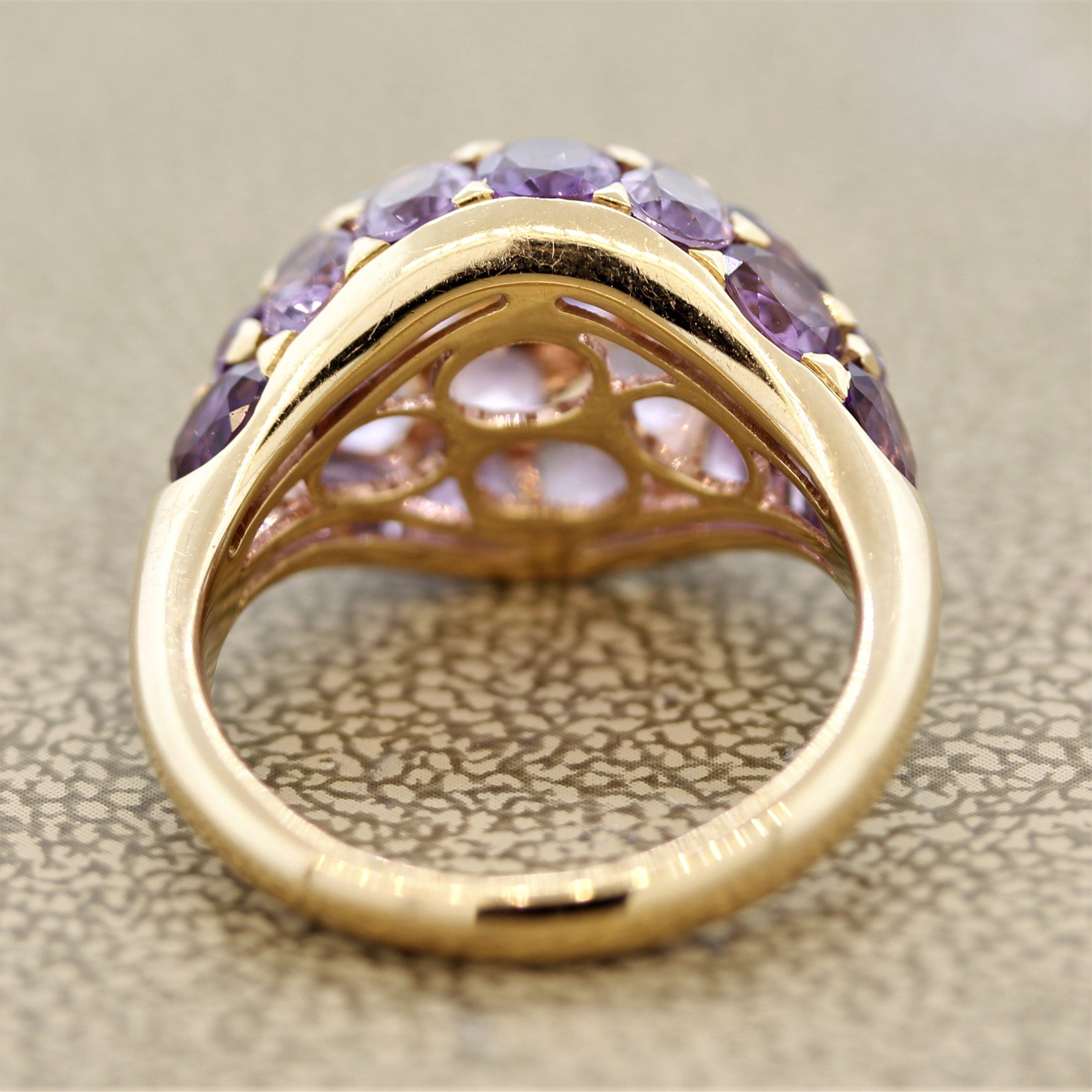 Amethyst Dome Gold Ring