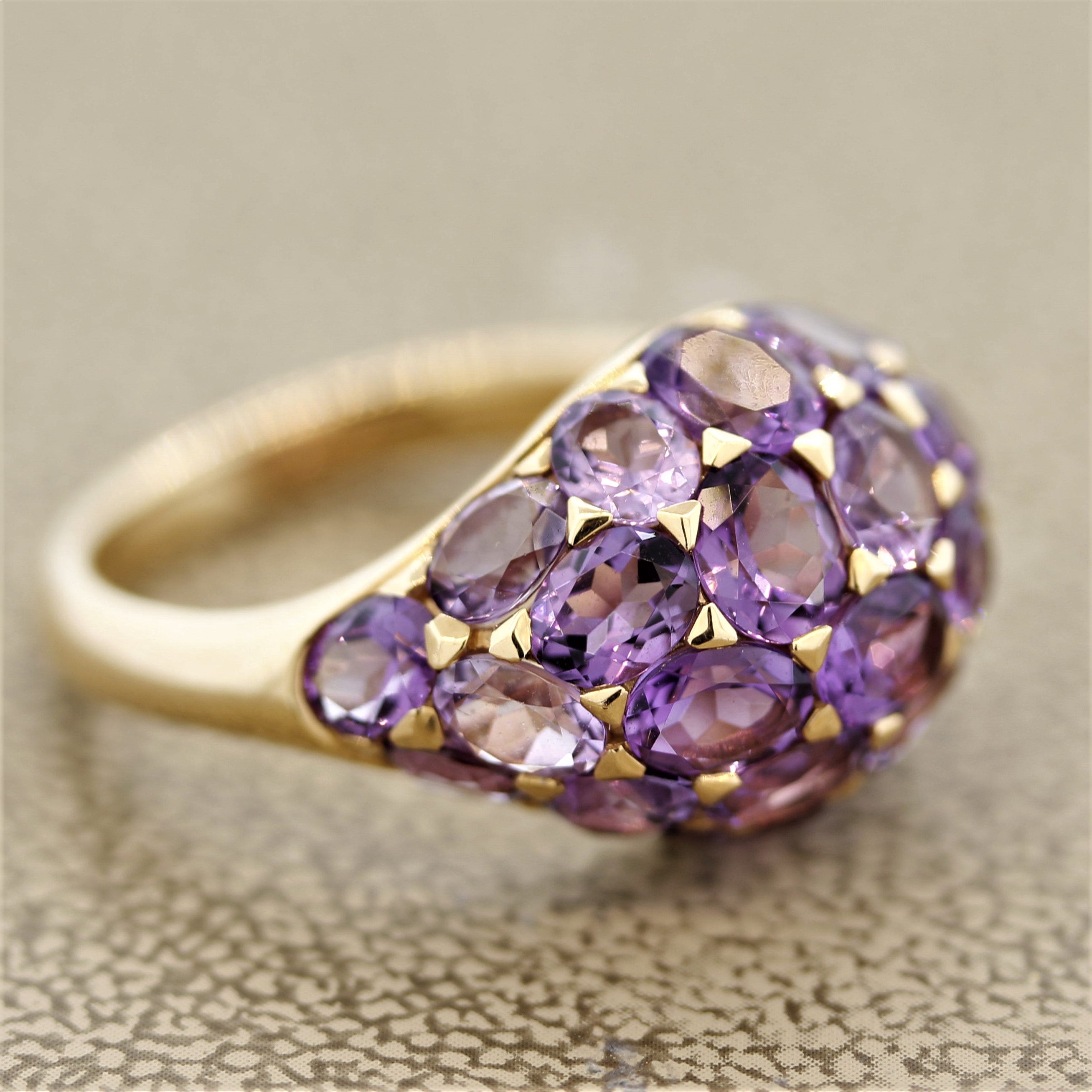 Amethyst Dome Gold Ring