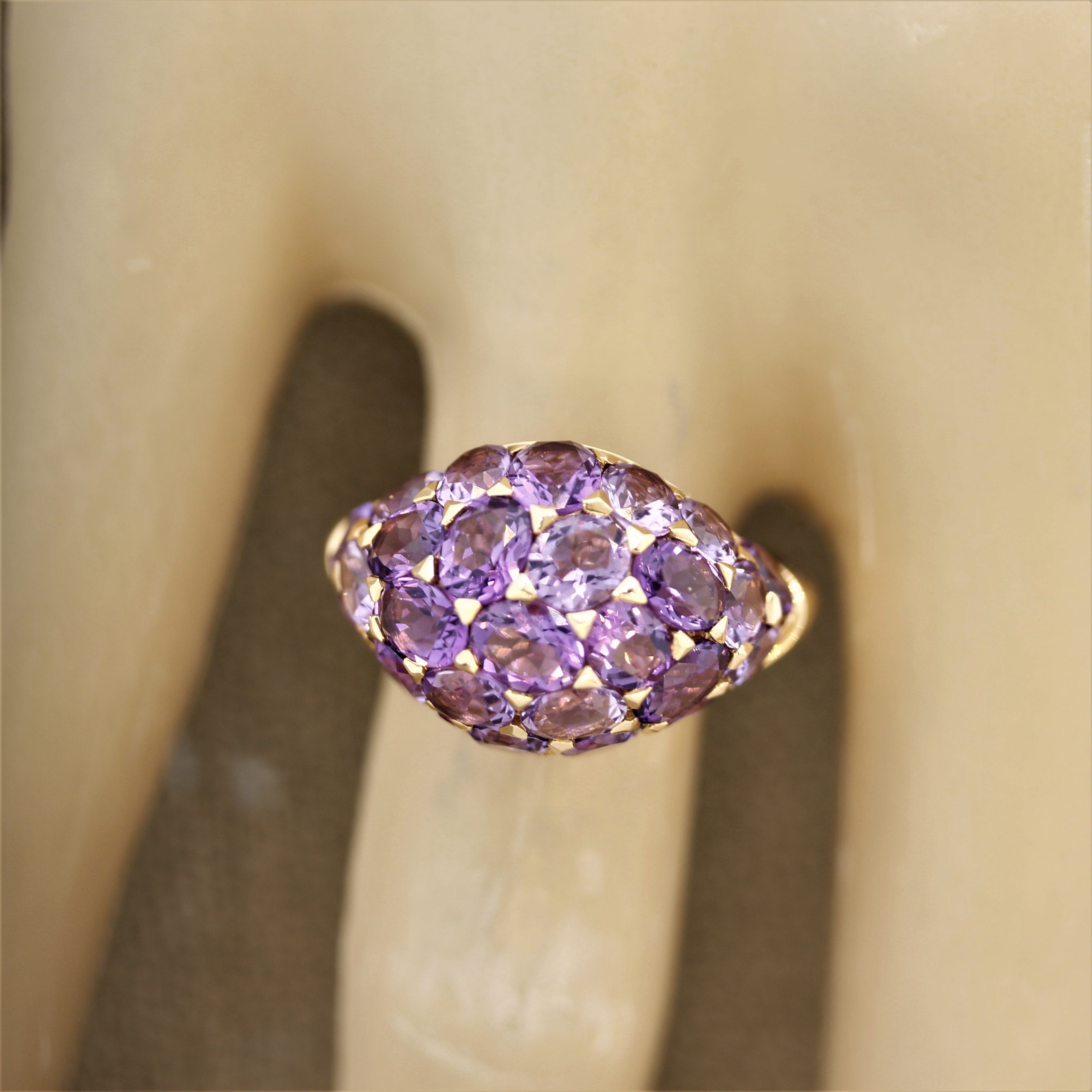 Amethyst Dome Gold Ring