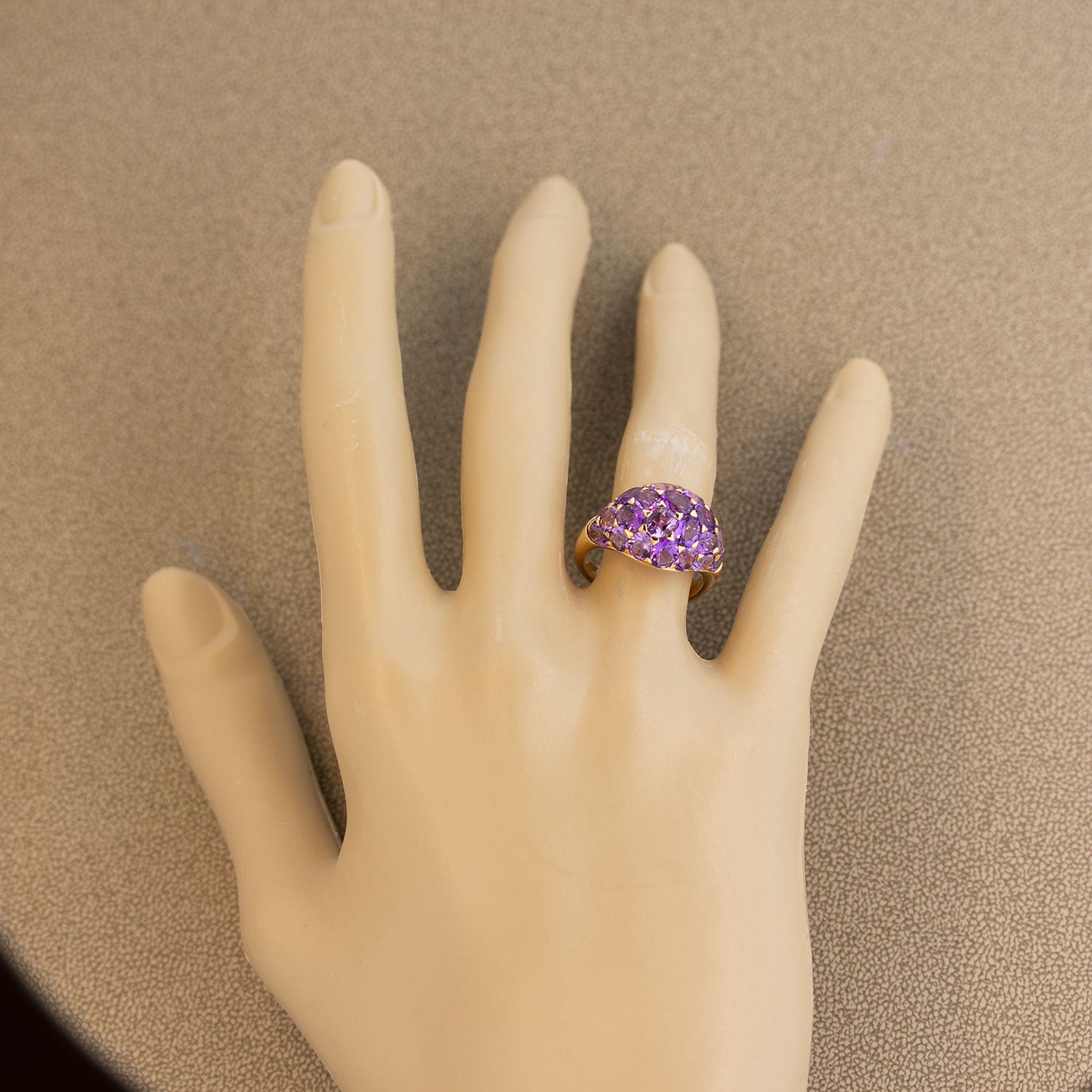 Amethyst Dome Gold Ring