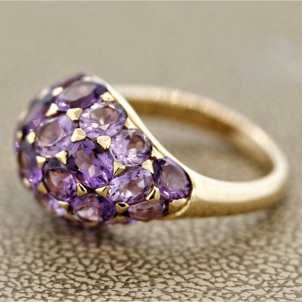 Amethyst Dome Gold Ring