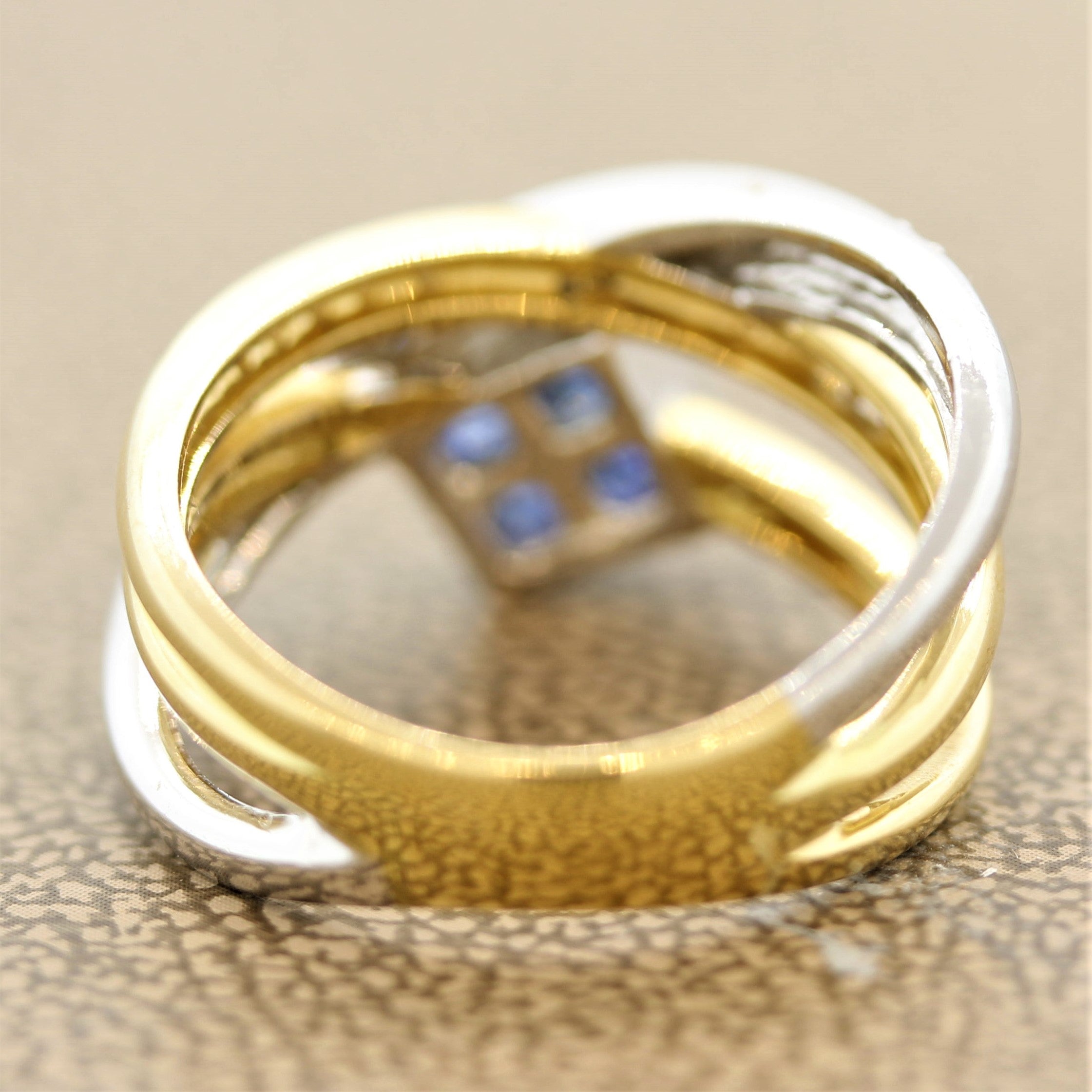 Sapphire Diamond Gold & Platinum Crossover Ring