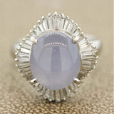 Star Sapphire Diamond Platinum Ballerina-Style Ring