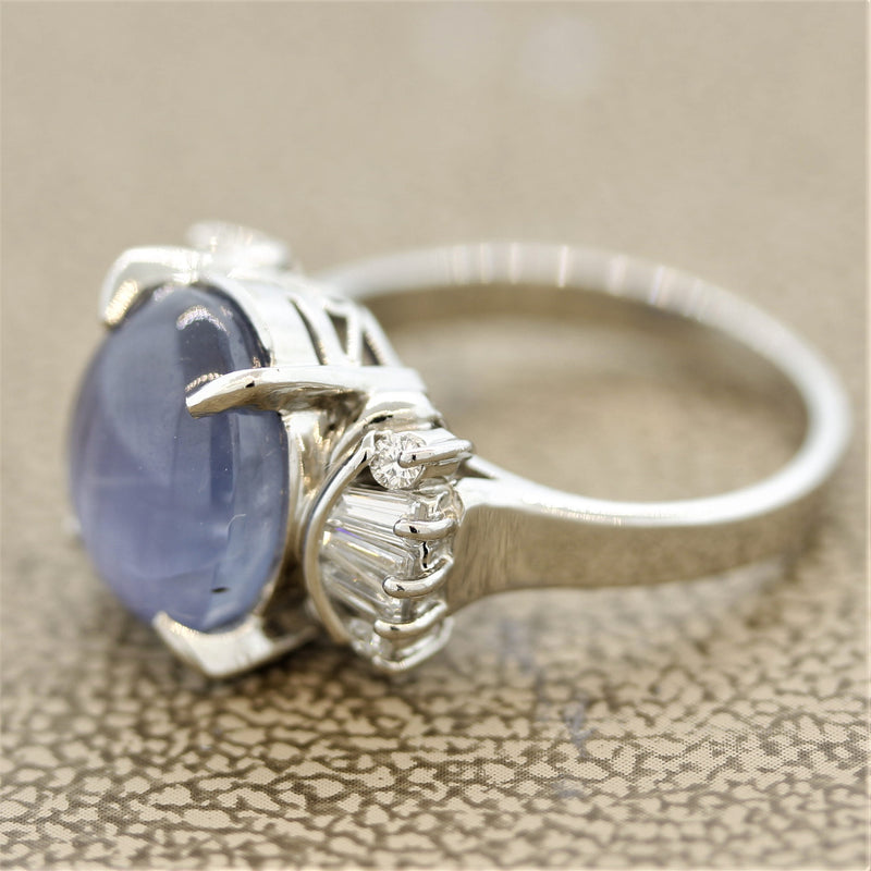 Star Sapphire Diamond Platinum Ring