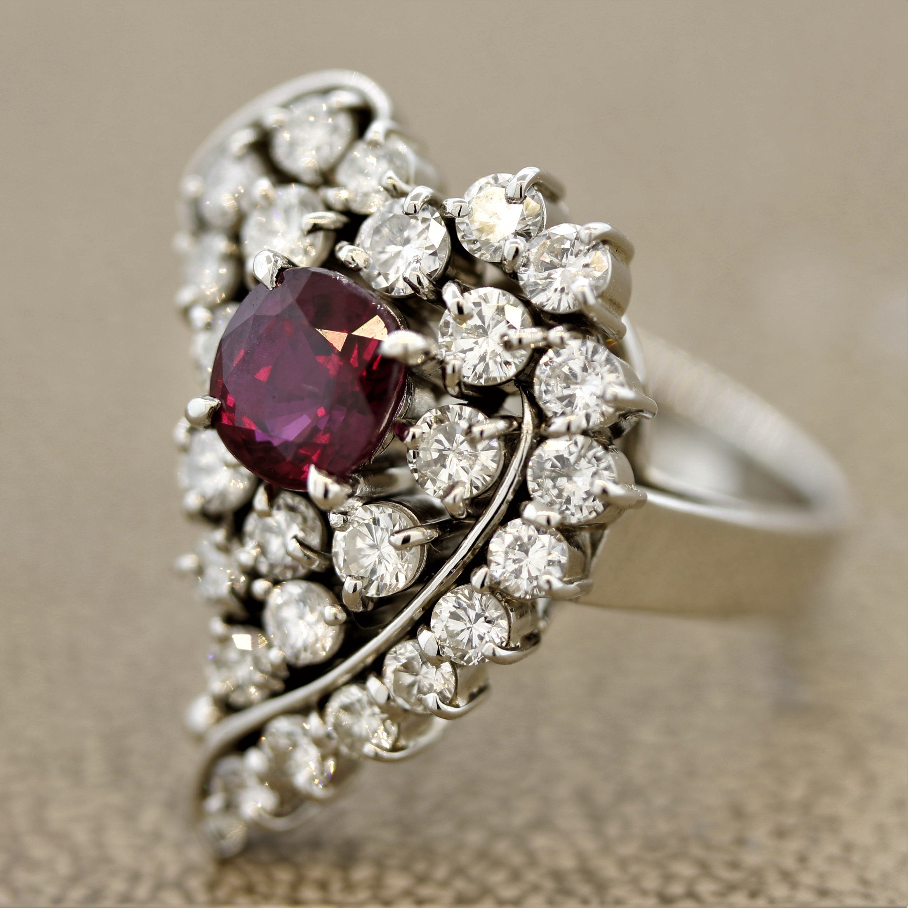 Ruby Diamond Platinum Heart Ring