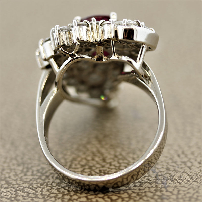 Ruby Diamond Platinum Heart Ring