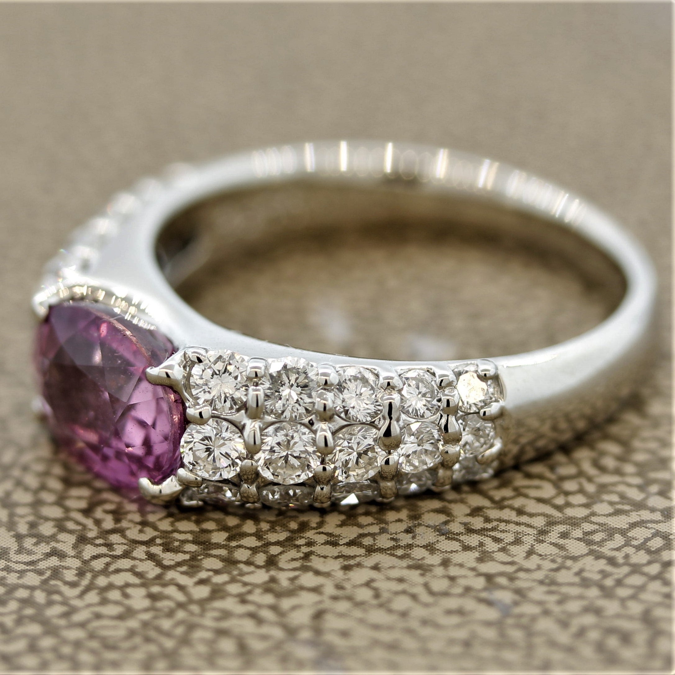 Pink Sapphire Diamond Platinum Ring